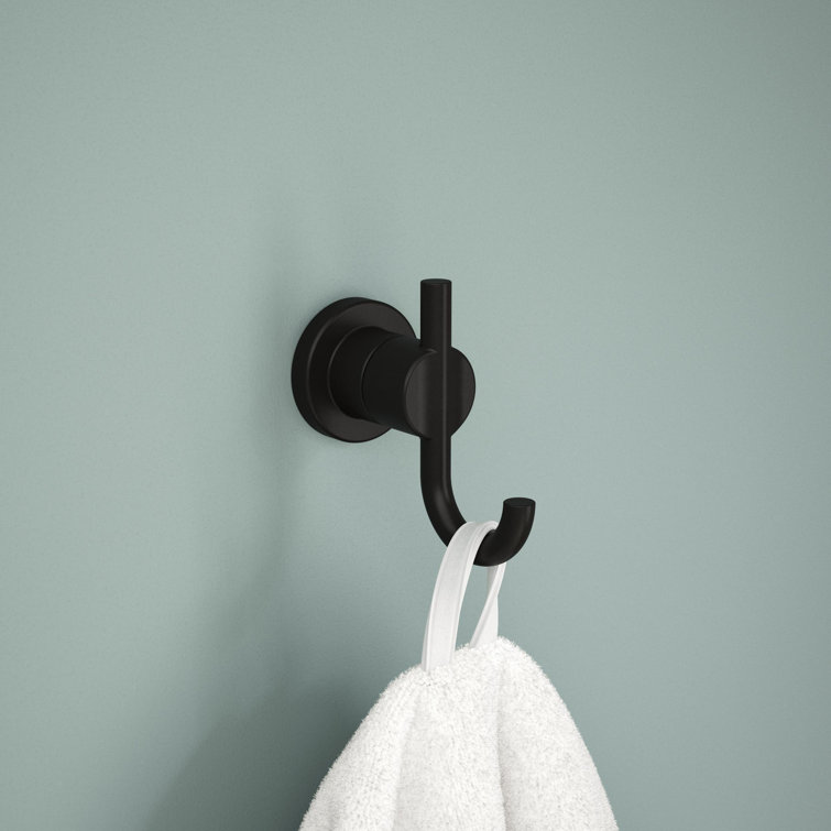 Matte Black Double Wall Mounted Towel and Robe Hook