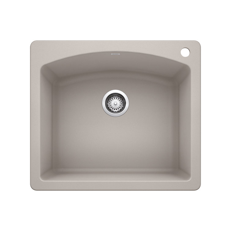 Soft White Stone Single Bowl Drop-In Kitchen Sink