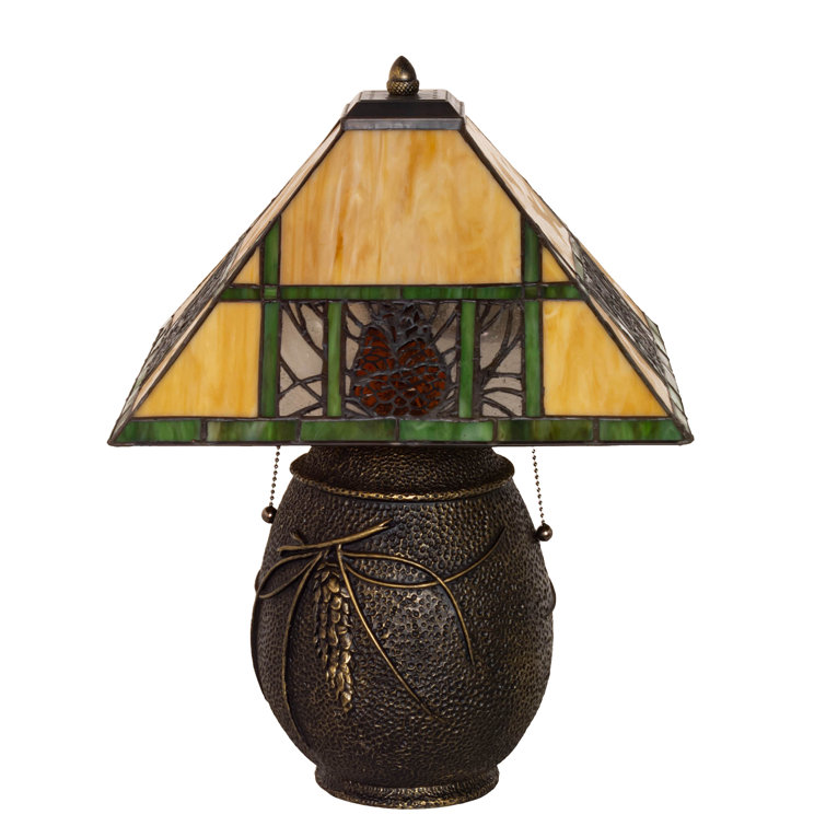 Pinecone Ridge 19.5" Bronze Stained Glass Adjustable Desk Lamp