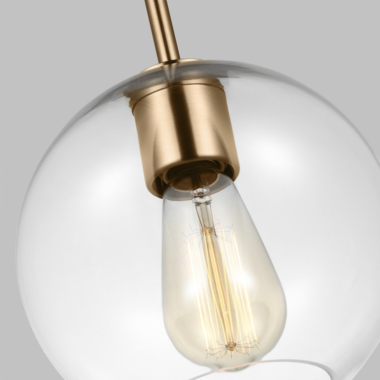 Gold Globe Glass Pendant Light with Adjustable Rod