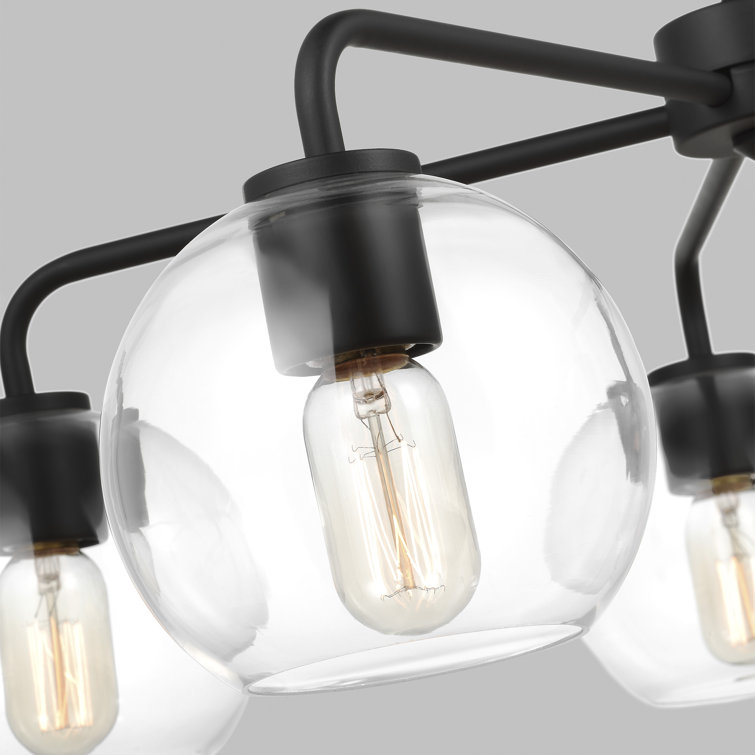 Black Steel 5-Light Sputnik Chandelier with Clear Glass Shades