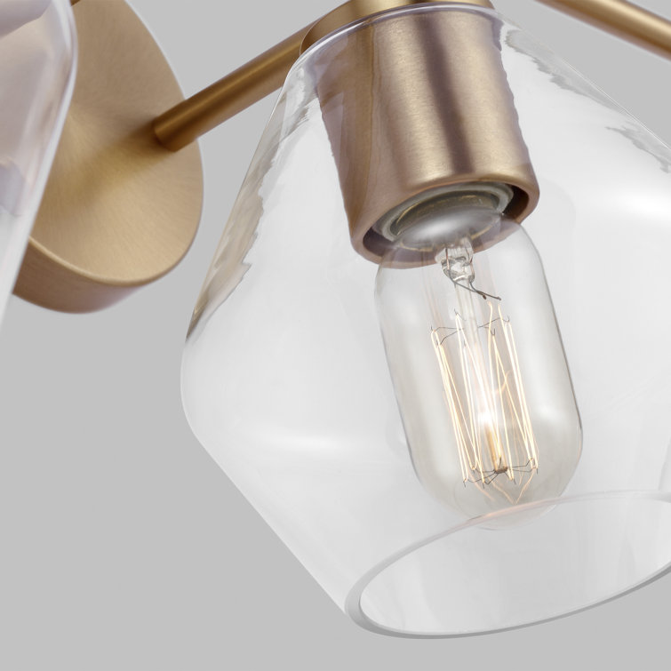 Satin Brass 3-Light Dimmable Vanity Light with Clear Glass Shades