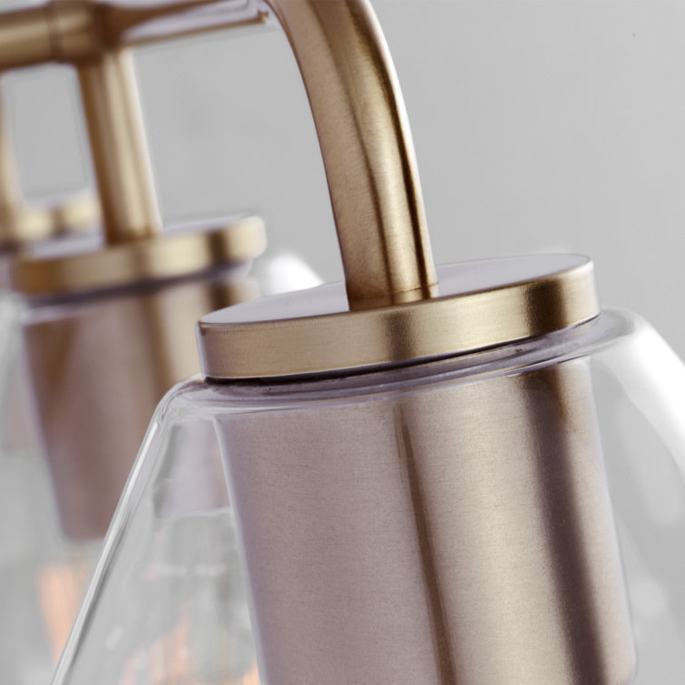Satin Brass 3-Light Dimmable Vanity Light with Clear Glass Shades