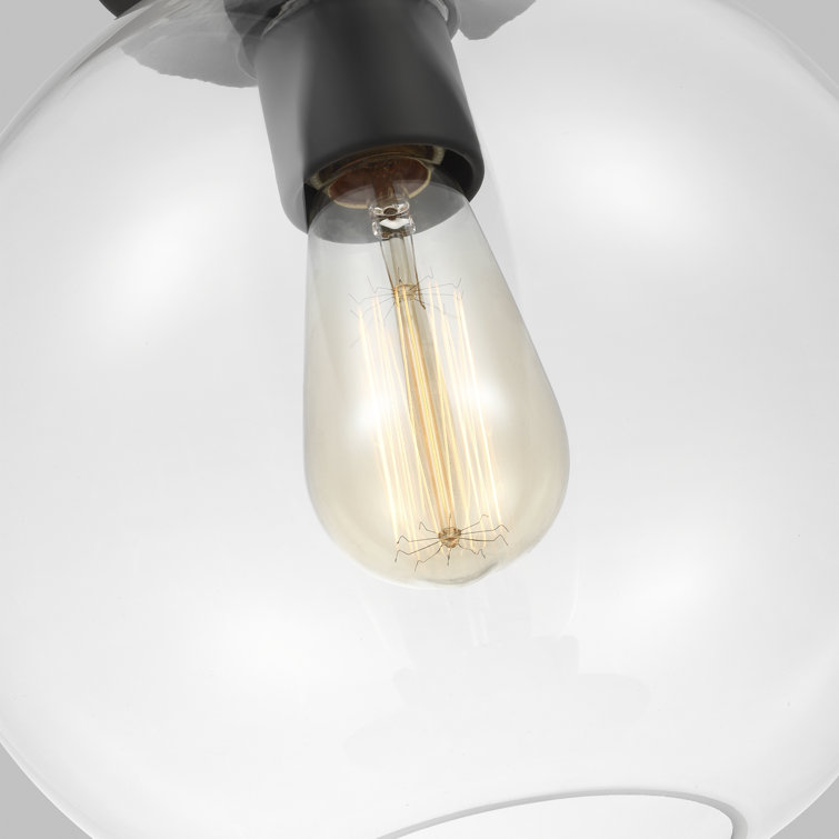 Baxter Contemporary Black Iron Flush Mount with Clear Glass Sphere
