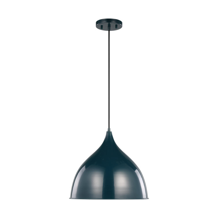 Blue Iron Dome Pendant Light with Adjustable Cord