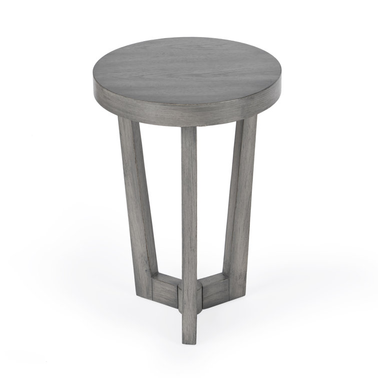 Aphra Modern Round 16" Wood Side Table in Powder Gray