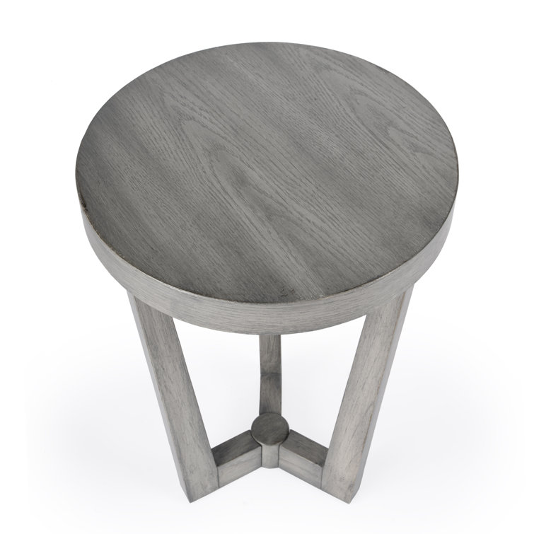 Aphra Modern Round 16" Wood Side Table in Powder Gray