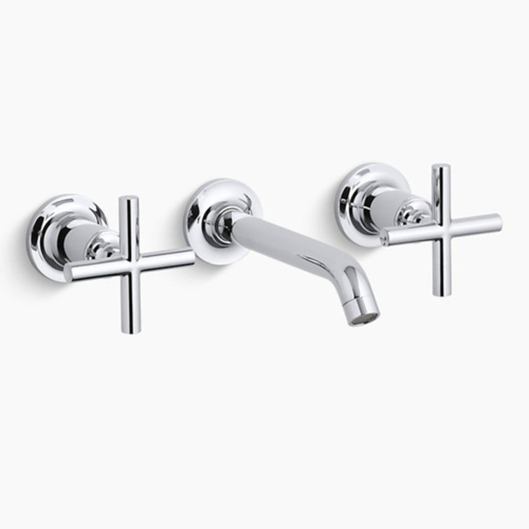 Polished Chrome Wall-Mounted Double Handle Faucet