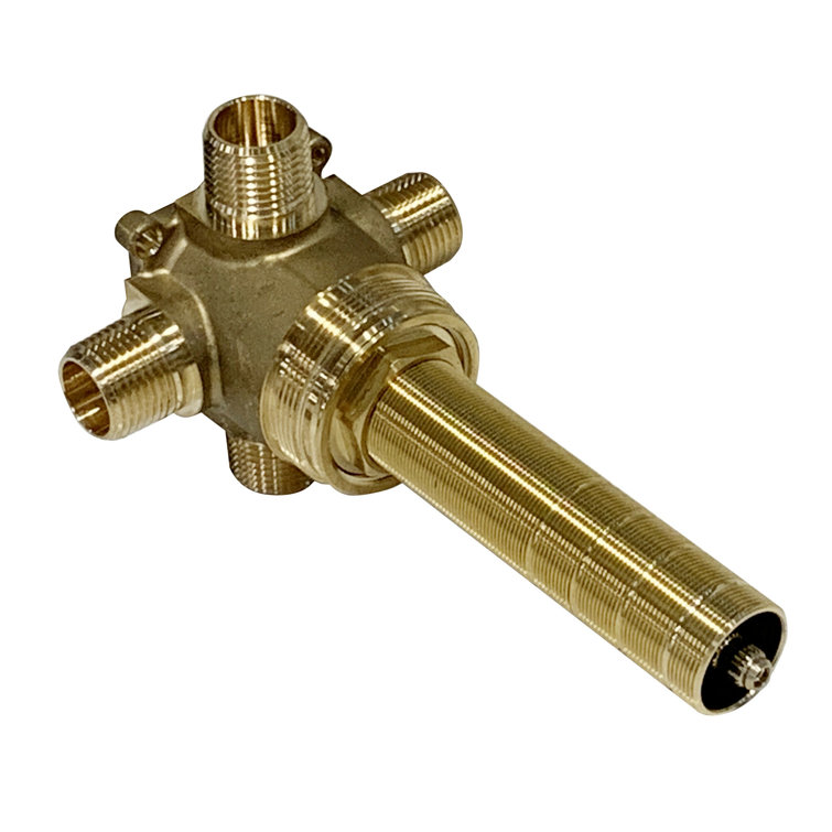 Universal Brass 4-Port 3-Way Diverter Rough Valve