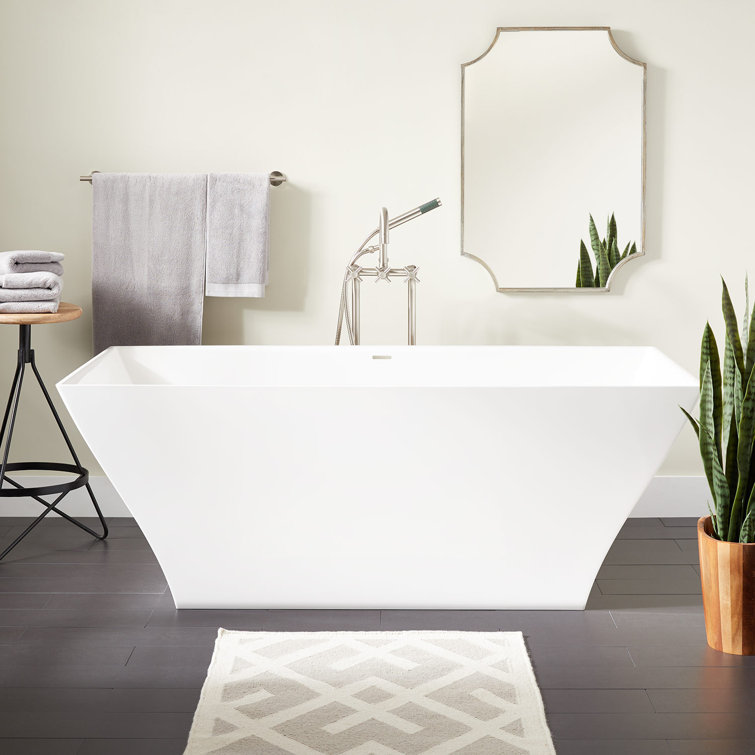 Carraway 66'' Glossy White Solid Surface Freestanding Bathtub