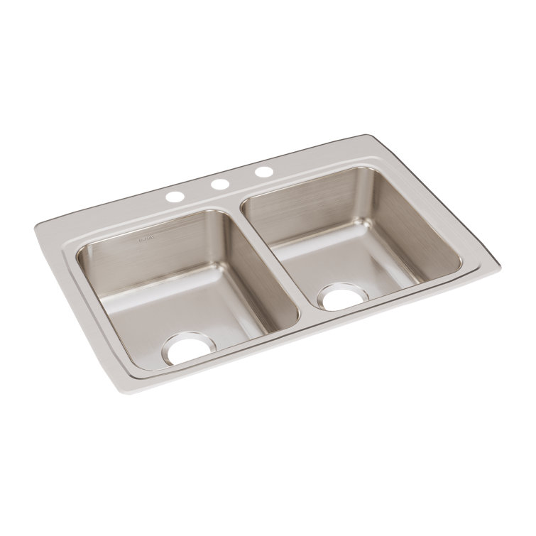 Lustertone Stainless Steel Double Basin Drop-In Kitchen Sink