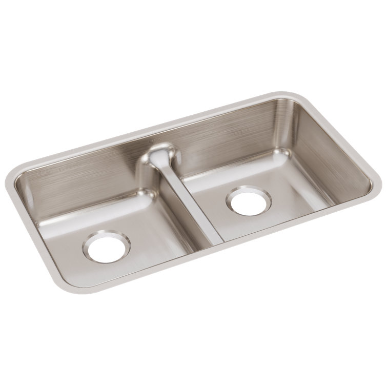 Lustrous Satin Stainless Steel Double Basin Undermount Sink