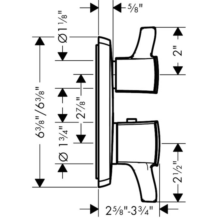 Chrome Wall-Mounted Thermostatic Shower Valve with Lever Handles