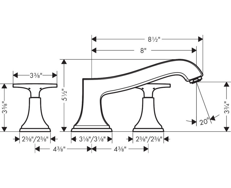 Elegant Polished Nickel 3-Hole Widespread Faucet with Lever Handles