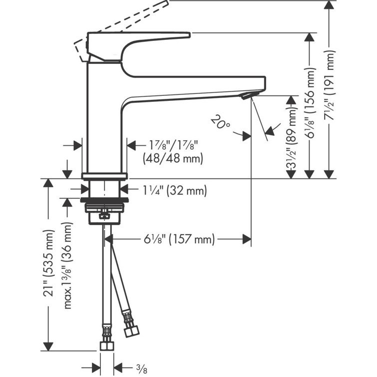 Brushed Nickel Single Hole Modern Bathroom Faucet