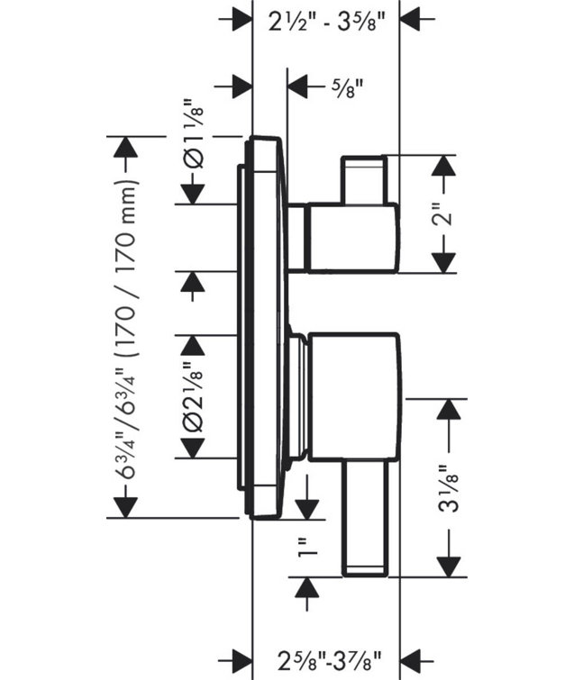 Hansgrohe Chrome Modern Wall-Mounted Shower Trim