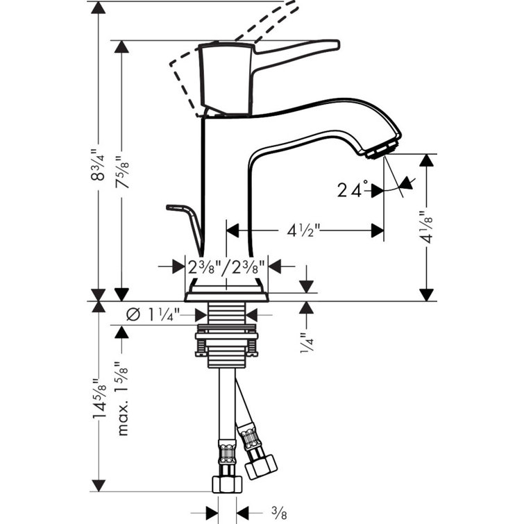 Modern Polished Nickel Single-Hole Bathroom Faucet with Brass Details