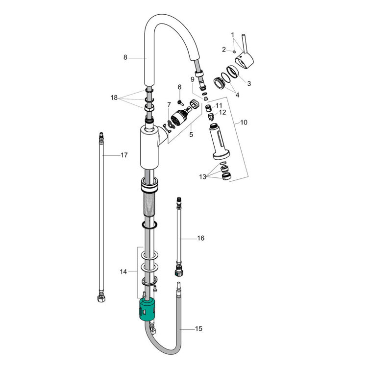 Stainless Steel Single Handle Pull Down Kitchen Faucet