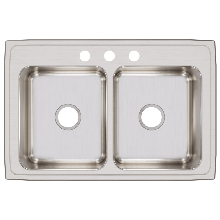 Lustertone Stainless Steel Double Basin Drop-In Kitchen Sink