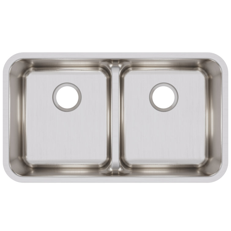 Lustrous Satin Stainless Steel Double Basin Undermount Sink