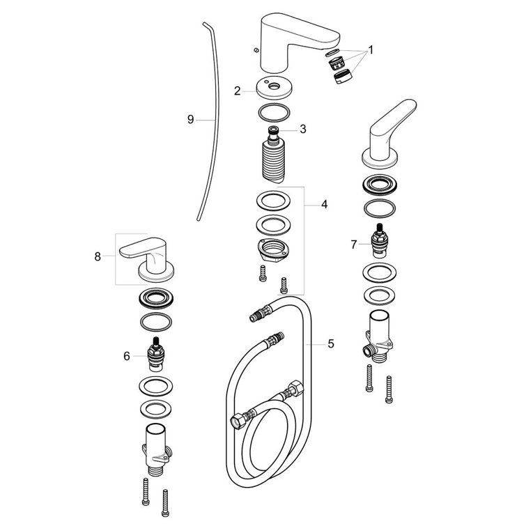 Brushed Nickel Modern Widespread Bathroom Faucet with Drain Assembly