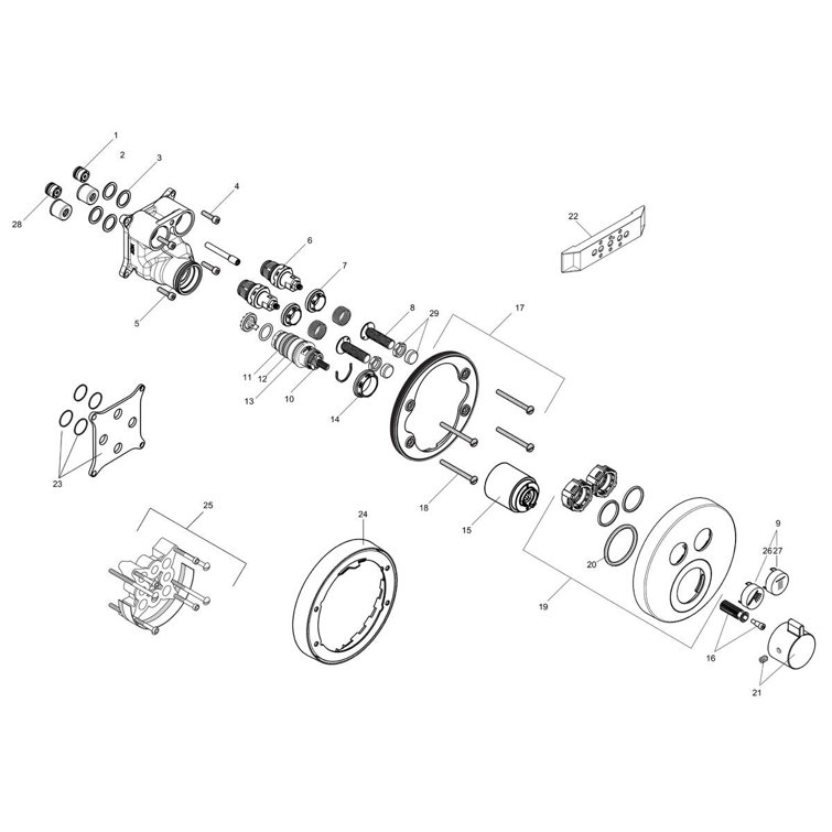 Modern Black Wall-Mounted Thermostatic Shower Trim