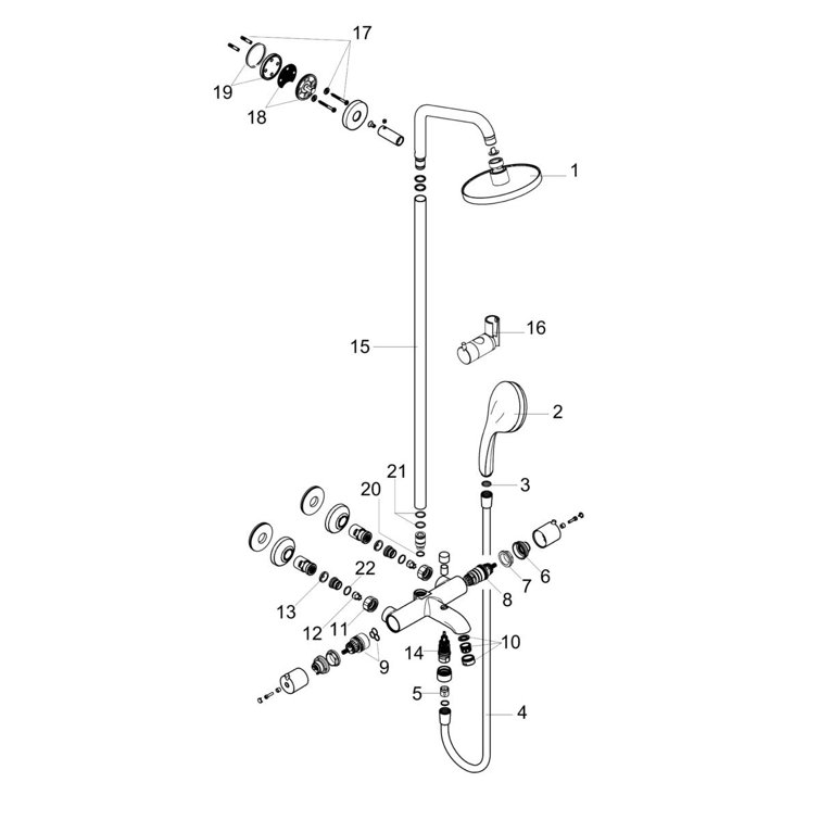 Brushed Nickel Adjustable Height Multi-Head Shower System