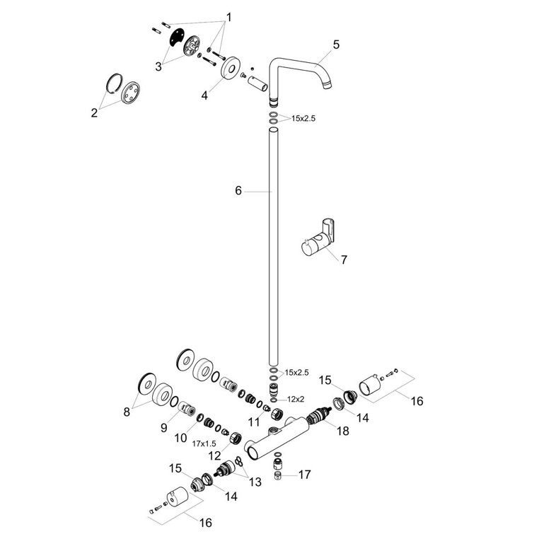 Chrome Adjustable Height Multi-Head Shower System