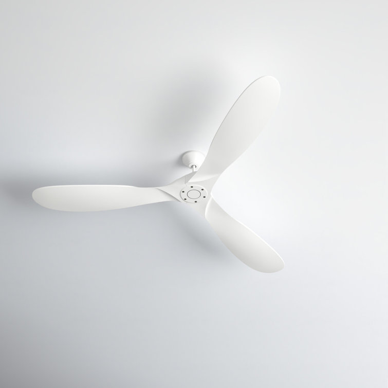 Matte White 52" Solid Wood 3-Blade Ceiling Fan with Remote