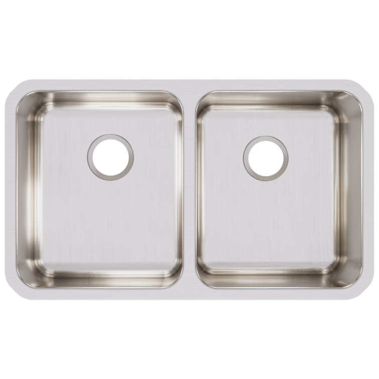 Lustrous Satin Stainless Steel Double Basin Undermount Kitchen Sink