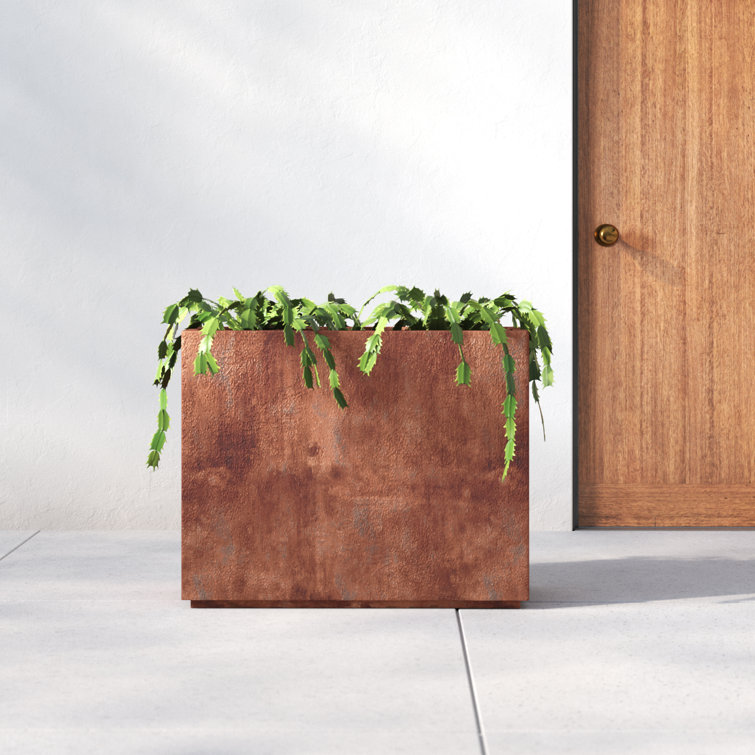 Elegant Corten Steel Rust Finish 24" Outdoor Planter