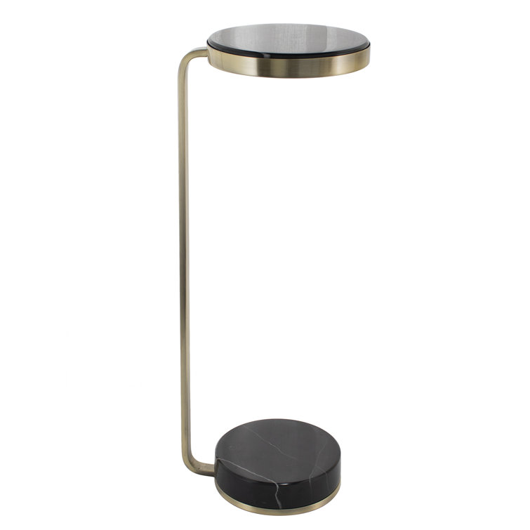 Black Marble and Brass Drink Table Lamp, 25"