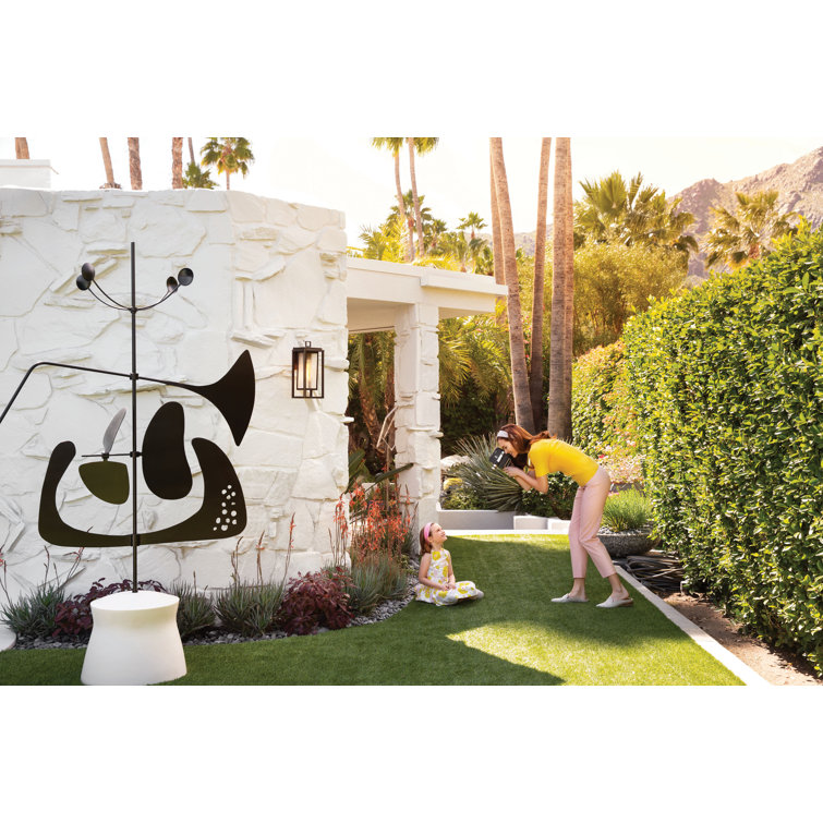 Black 16" Modern Outdoor Wall Light with Clear Seedy Glass