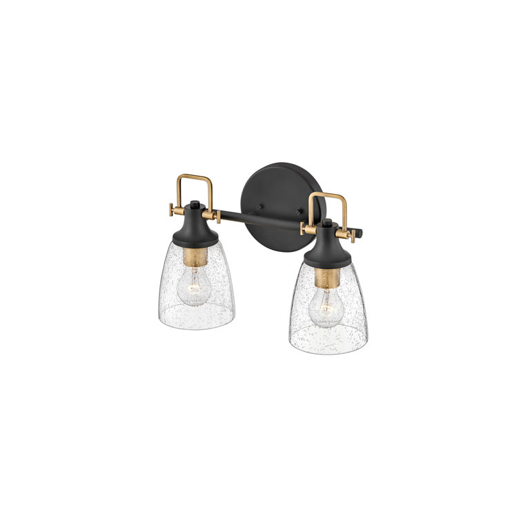 Easton Heritage Brass & Black 2-Light Dimmable Vanity Light with Clear Seedy Glass