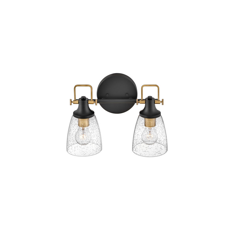 Easton Heritage Brass & Black 2-Light Dimmable Vanity Light with Clear Seedy Glass
