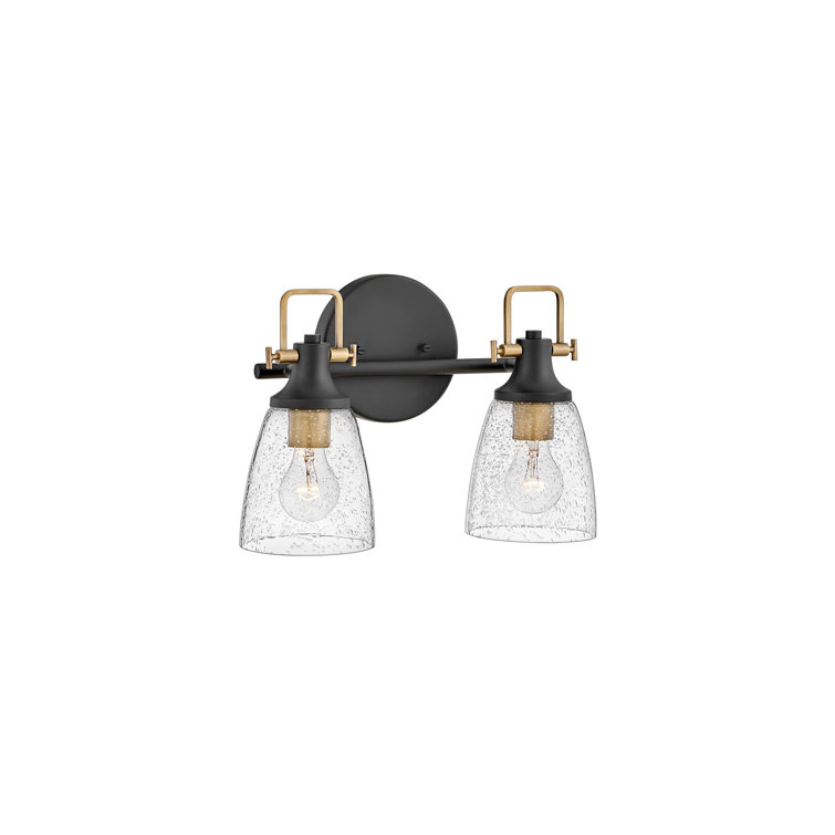 Easton Heritage Brass & Black 2-Light Dimmable Vanity Light with Clear Seedy Glass