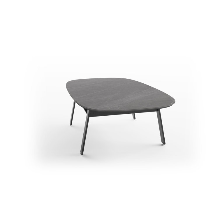 Alto Gray Oval Porcelain Lift-Top Coffee Table with Black Metal Base