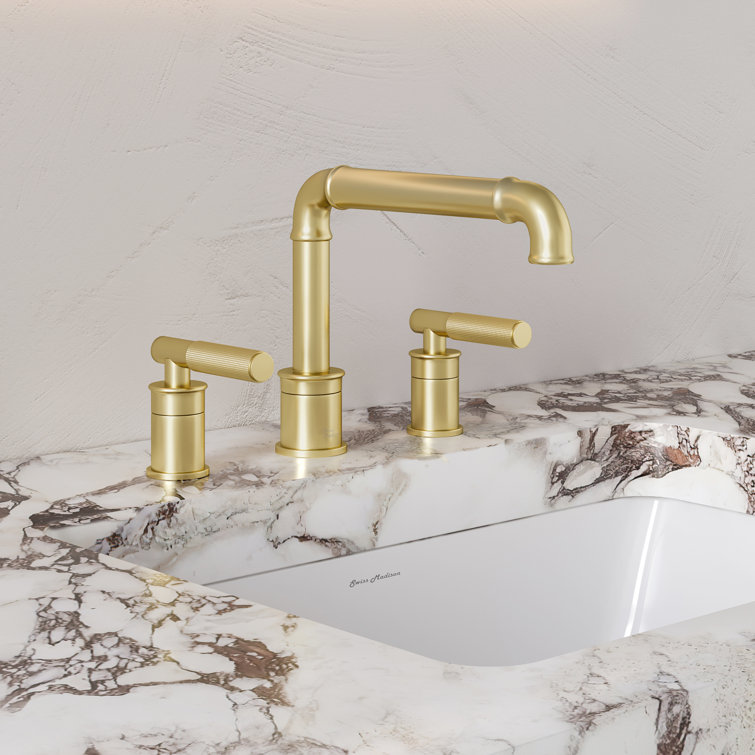 Avallon Brushed Gold 8-inch Widespread Sleek Handle Bathroom Faucet