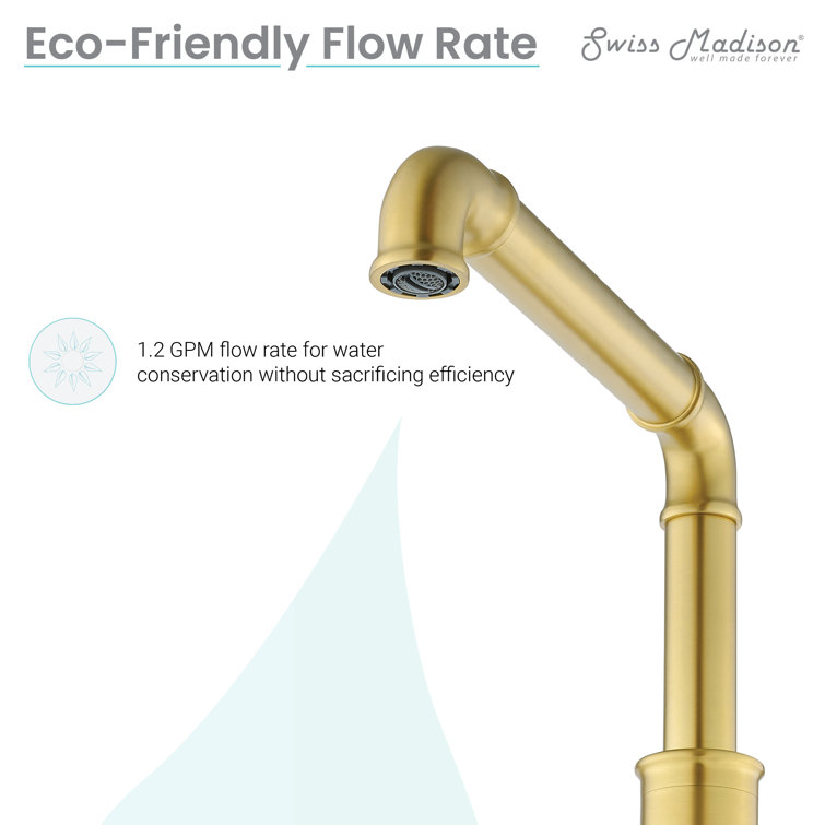 Avallon Brushed Gold 8-inch Widespread Sleek Handle Bathroom Faucet