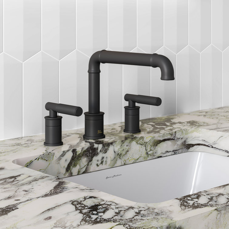 Matte Black Brass Dual Handle Widespread Bathroom Faucet