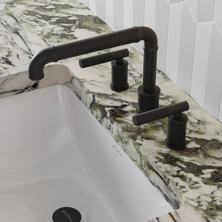 Matte Black Brass Dual Handle Widespread Bathroom Faucet