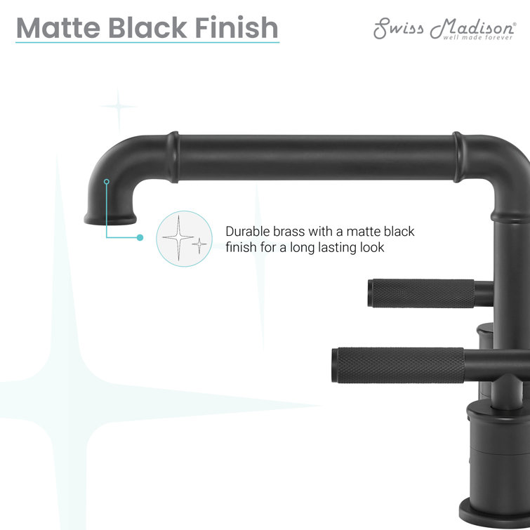 Matte Black Brass Dual Handle Widespread Bathroom Faucet