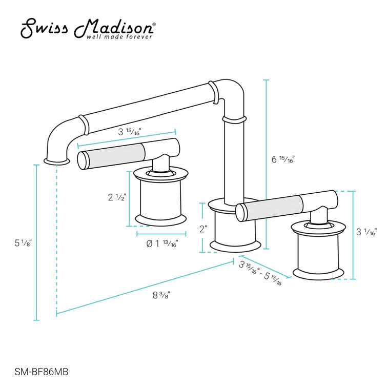 Matte Black Brass Dual Handle Widespread Bathroom Faucet