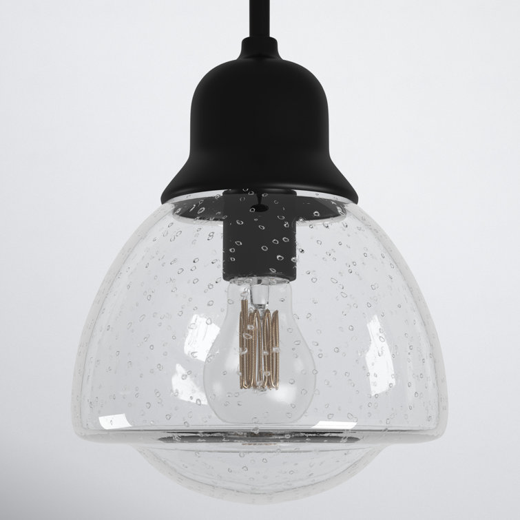 Brooks 8.12" Blackened Bronze and Seeded Glass Adjustable Pendant