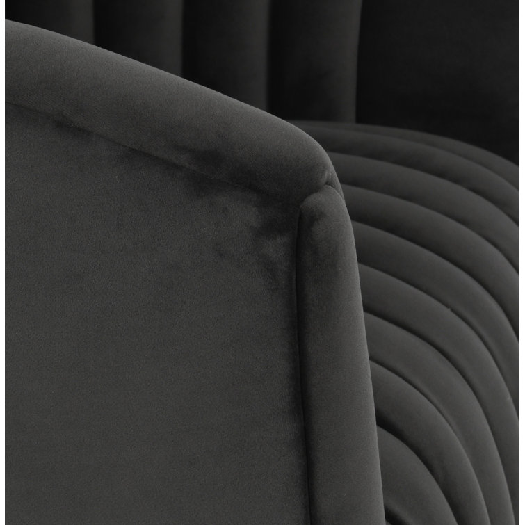 Handcrafted Gray Polyester Swivel Barrel Chair with Solid Wood Frame