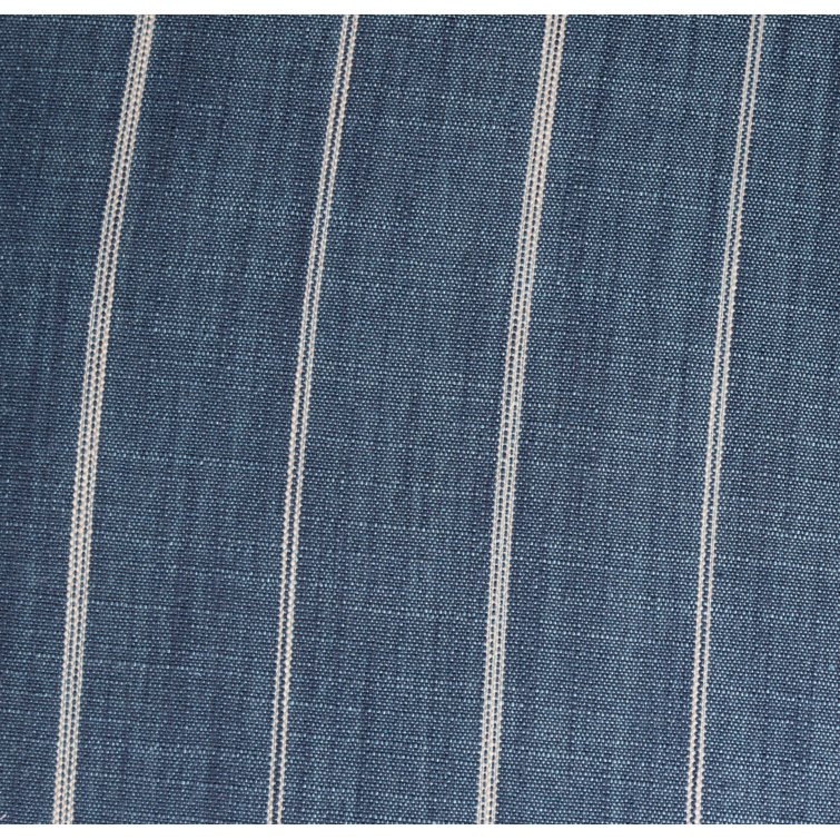Blue Striped Linen Swivel Accent Chair with Rolled Arms