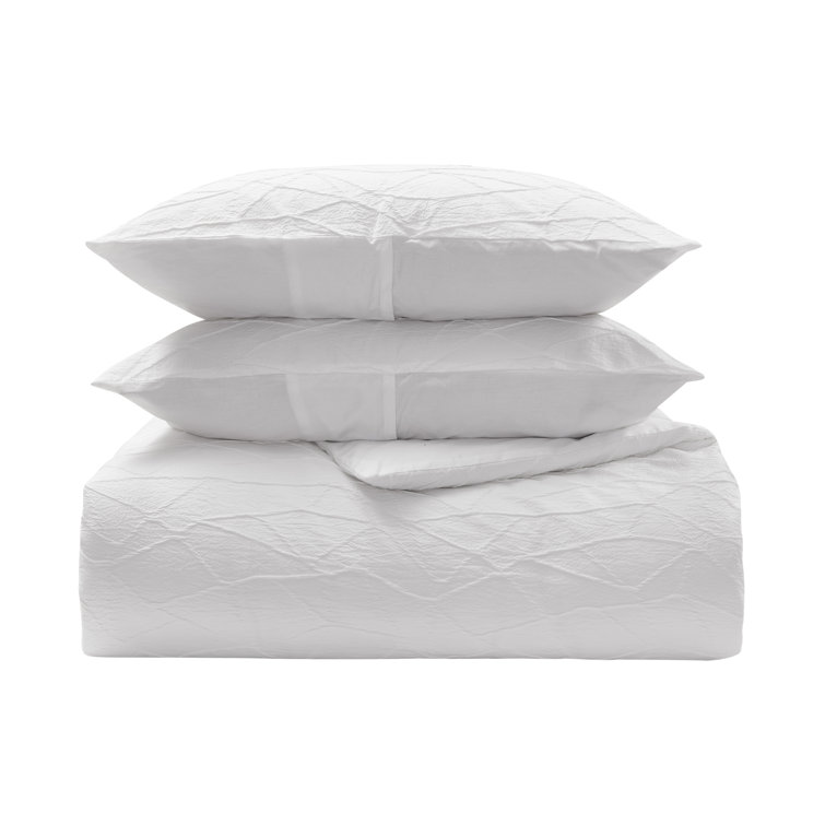 Queen White Cotton Reversible Abstract Comforter Set
