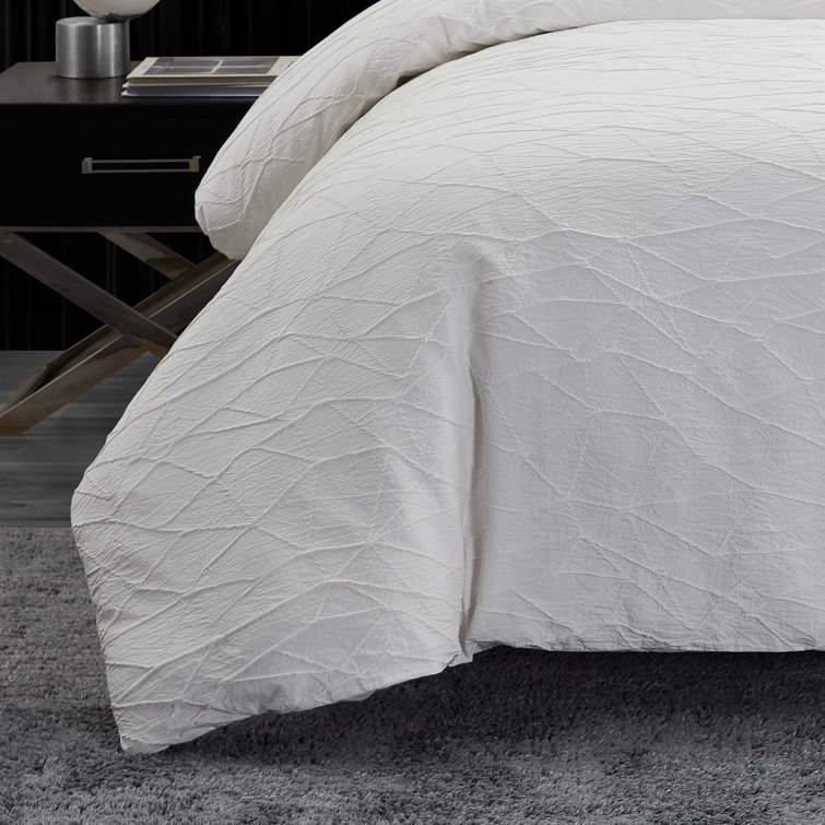 Queen White Cotton Reversible Abstract Comforter Set
