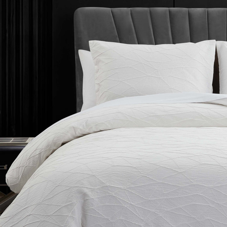 Queen White Cotton Reversible Abstract Comforter Set