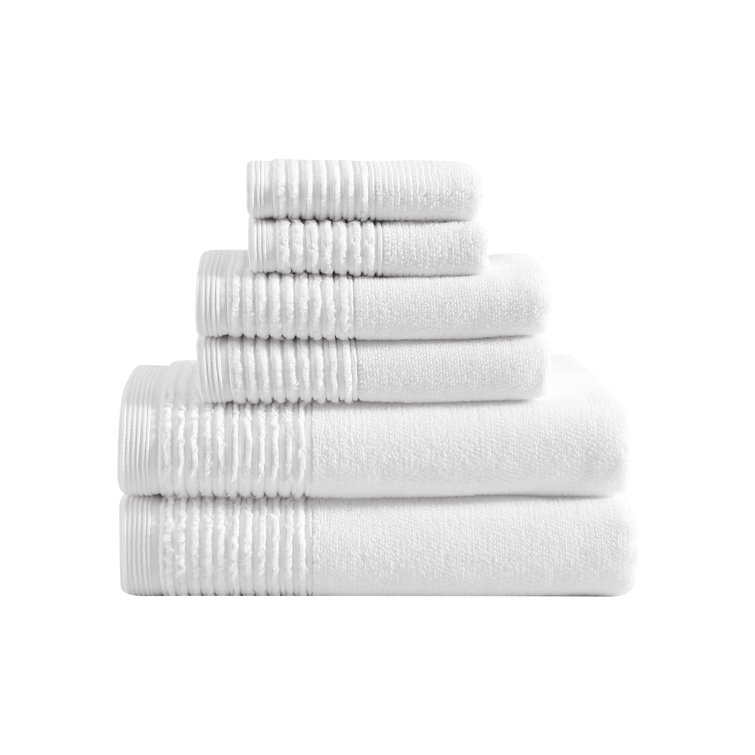 White Ridged Cotton Hand Towel Set of Three